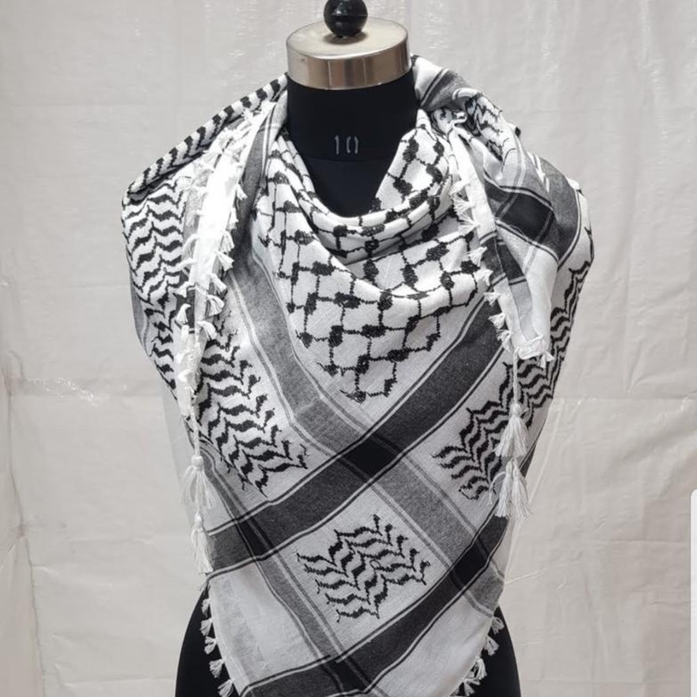 COPY - Houndstooth scarf, Keffiyeh, Arafat Hatta, cotton wide scarf with tassel…